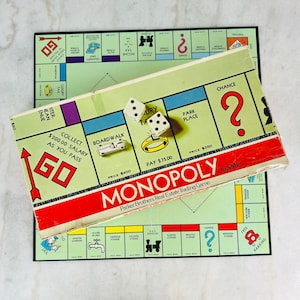 Vintage 1961 Monopoly Board Game Parker Brothers Real Estate Trading Game, No. A9, English Edition vintage game night banker gift