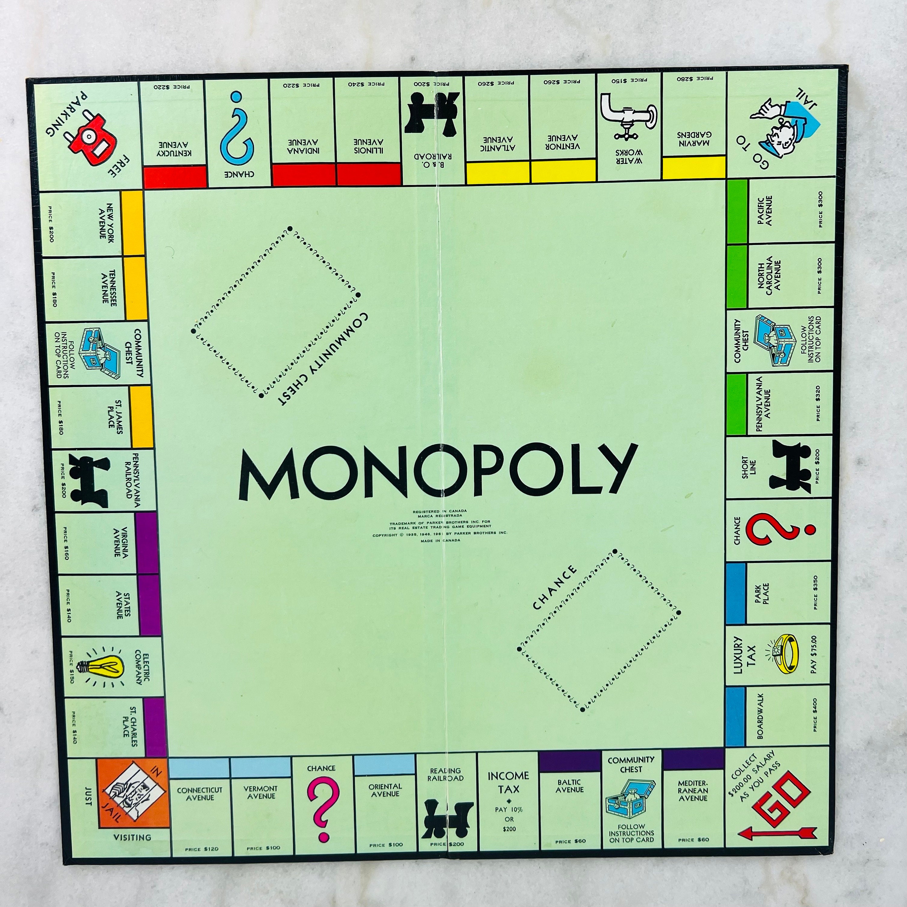 1961年製ヴィンテージモノポリーボードゲーム、パーカーブラザーズ