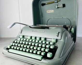 1964 Hermes 3000 Typewriter, Seafoam Green, Swiss Mid-Century Modern Writer's Machine