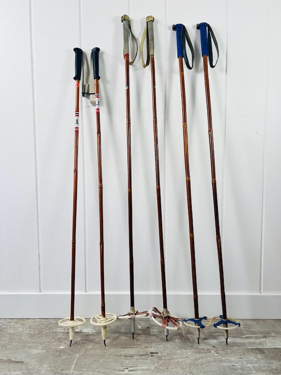 【希少昭和レトロ】ビンテージ 竹製スキーストック 2本セット 木製 古道具 骨董 レトロ 竹製スキーストック 希少昭和レトロ】ビンテージ 竹製スキー