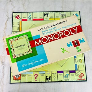Vintage Monopoly Board Game, 1961 Parker Brothers Real Estate Trading Game English Edition game night family game collectible gift