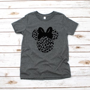Custom Animal Print Minnie Mouse Youth T Shirt - Disney Cheetah Leopard Safari Kids T Shirts - Personalized Name Disney Shirt
