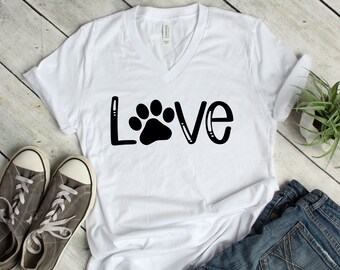 Love Dog Paw Shirt - Paw Print Love T Shirt - Dog Lover Shirt - Pet Rescue T Shirt - Dog Lover Gift Shirt - Puppy Paws Shirt