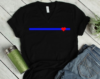 Back the Blue T Shirt - Chemise femme officier de police - Chemise blue line - Blue Lives Matter - Chemise femme de police - Chemise d’amour de la police