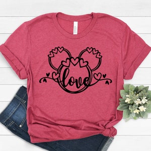 Mickey Heart Love Scribble Silhouette T Shirt- Disney Couple Matching Shirts - Mickey Mouse T Shirt - Cute Mickey Valentine Shirt -