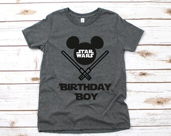 Birthday Boy Star Wars Mickey Mouse Youth T Shirt - Disney Kids T Shirts - Celebration Party
