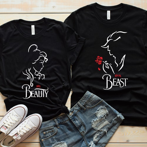 Disney couple shirts beauty and beast Clearance