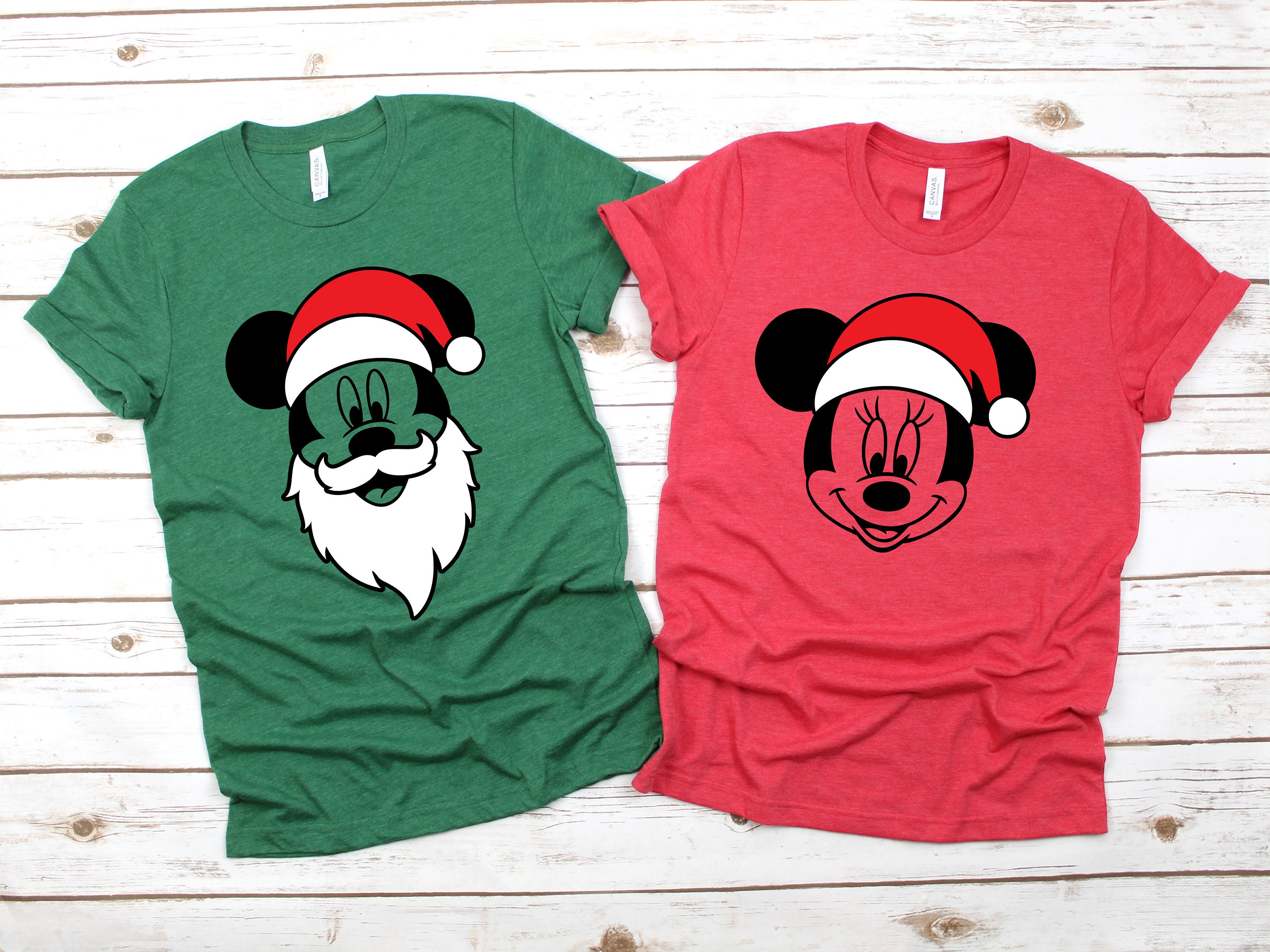 Santa Mickey and Santa Minnie Christmas T Shirts Christmas Disney Couples  Shirt Disney Matching Shirts Mickey Minnie Christmas Shirt
