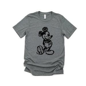 Esquisse Mickey adulte unisexe T-shirt - chemises assorties Disney voyage - Mickey Mouse dessinée à la main