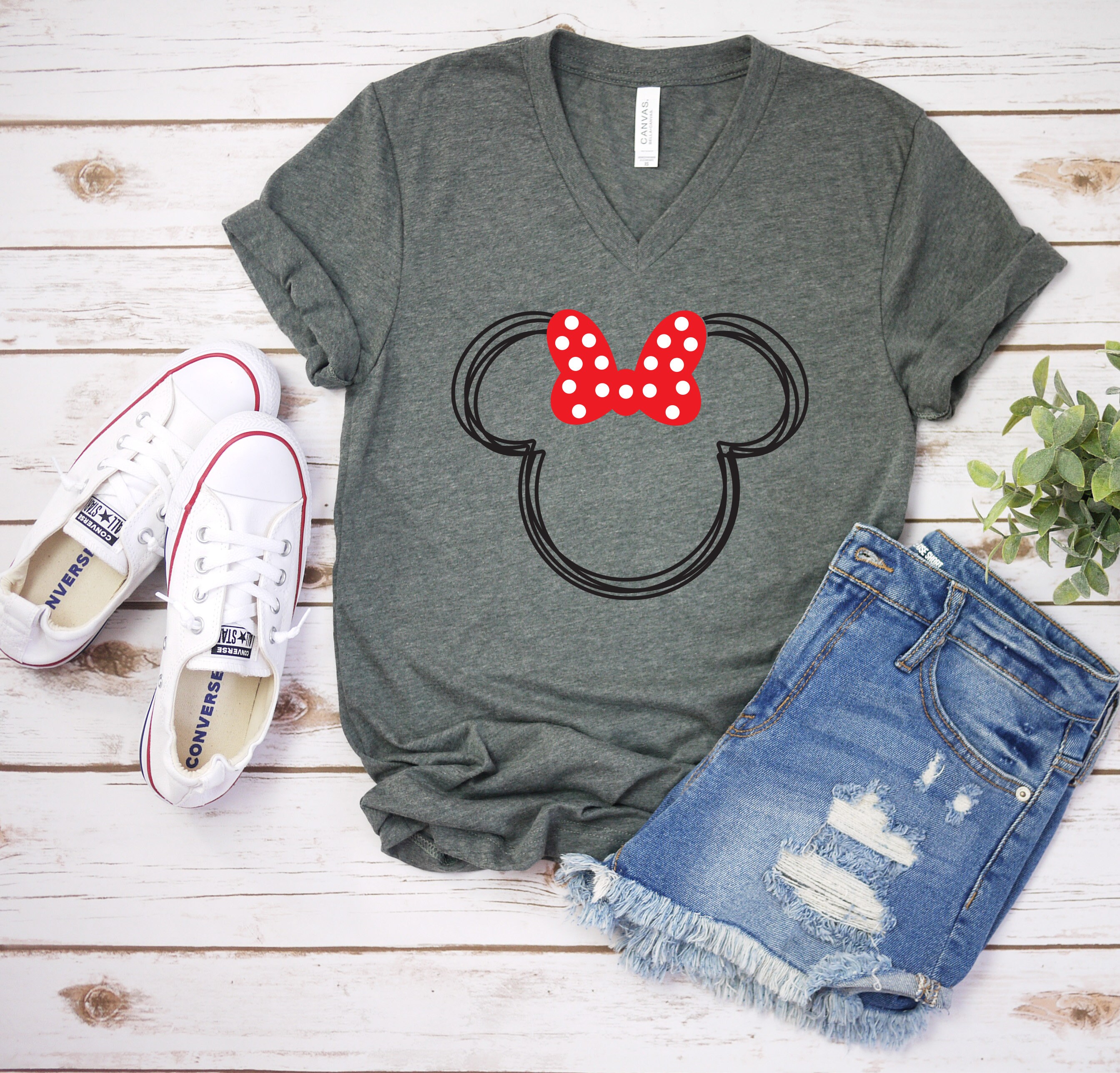 Discover Scribble Minnie Polka Dot Bow T Shirt - Disney Trip Matching Shirts - Minnie Mouse T-Shirt