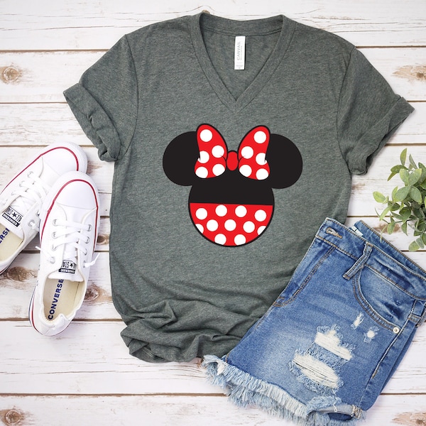 Minnie Mouse Pants Adult T shirt - Disney Trip Matching Shirts - Polka Dot Bow