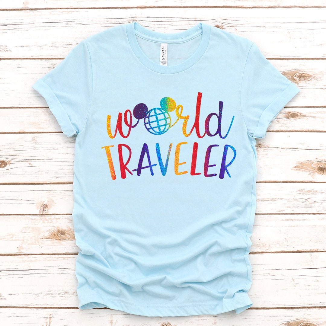 Epcot T Shirt Disney World Traveler T-shirt Epcot World Showcase T  Shirt Rainbow Glitter