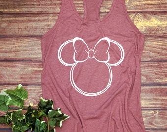 Scribble Minnie Mouse Adult Racer back Tank Top- Drinks - Sketch - Hand Drawn