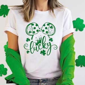 St. Patrick's Day Minnie Mouse T Shirt- Shamrock Clover Minnie Shirt - Lucky Minnie Shirt - Disney St. Patty's Day Shirt - Disney Fan Shirt