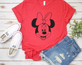 Minnie Mouse Face T Shirt - T-shirt Minnie Mouse personnalisé - Minnie Silhouette