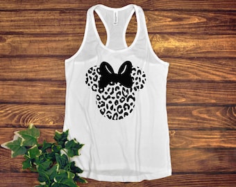 Cheetah Minnie Mouse volwassen racerback tanktop - drankjes - dierenprint - Animal Kingdom Safari