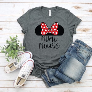 Koszulka Mimi Mouse dla dorosłych unisex Minnie Mouse - Koszulki do dopasowania Disney Trip - Słodka koszulka Minnie - Koszulki rodzinne pasujące do Disney