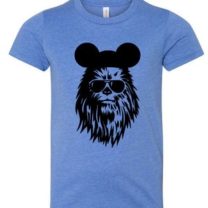 Chewbacca With Sunglasses -Mickey Ears - Star Wars Mickey Mouse Youth T Shirt - Disney Kids T Shirts - Family Star Wars Matching Shirts