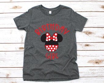 Geburtstagsmädchen Minnie Maus Disney T-Shirt - Minnie Birthday Party - Name und Alter