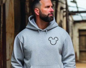 Pocket Scribble Mickey Adult Unisex Hoodie Sweatshirt - Disney Trip Family Matching - Sketch - Hand drawn Ears
