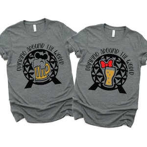 Drinking Around the World Matching Disney Shirts - Disney Couples Shirt - Epcot Food and Wine Festival - Drinking T Shirts
