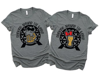 Camisetas Disney a juego para beber en todo el mundo - Camisetas Disney para parejas - Festival de comida y vino de Epcot - Camisetas para beber