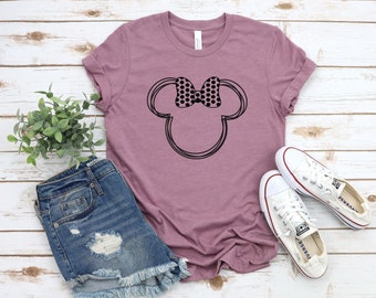 Scribble Minnie Polka Dot Bow T Shirt- Disney Trip Matching Shirts - Minnie Mouse T Shirt - Cute Minnie Shirt