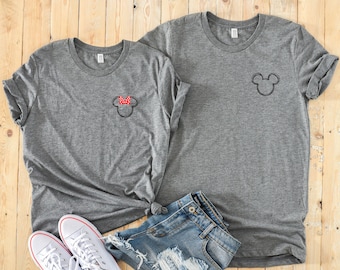 Scribble Micky und Minnie Maus Individuell Passende Disney Shirts - Disney Paare - Größe der linken Brusttasche
