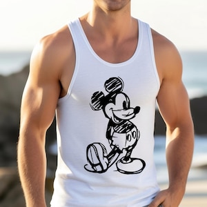 Mickey Sketch Erwachsenen Unisex Tank Top - Fun Disney Shirt für Männer - Handgezeichnet