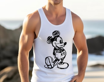 Mickey Sketch Adult Unisex Tank Top - Fun Disney Shirt for Men - Hand Drawn