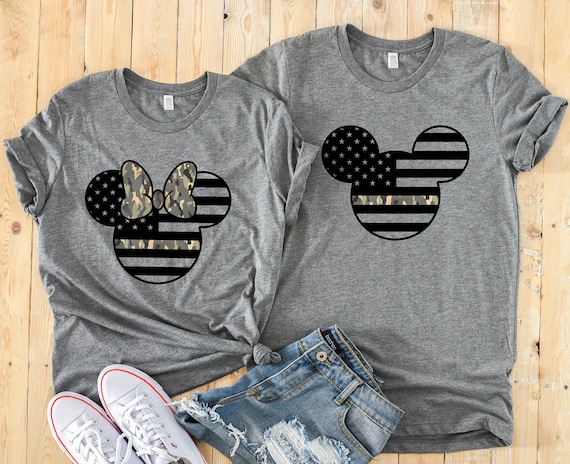Minnie y Mickey Army Camuflan Adult Shirts Disney Couples Military Matching Shirts Armed Forces Stars and Stripes Etsy Mexico