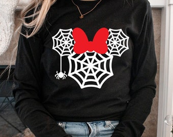 Minnie Mouse Spider Web Adult Long Sleeve T Shirt - Disney  Halloween T-shirt