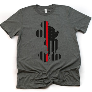 Mickey Fire Fighter Red Line Adult Unisex T shirt - Disney Trip Matching Shirts - Mickey Mouse Silhouette T Shirt