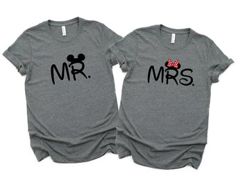Mr. and Mrs. Minnie and Mickey Mouse Matching Disney Shirts - Disney Couples - Honeymoon - Disney Moon - Just Married