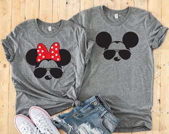 Minnie and Mickey Aviator Sunglasses Shirts - Disney Couples - Matching Disney Shirts - Valentines Day