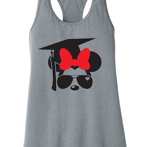 Graduation Minnie Mouse Adult Racer back Tank Top- Senior - Graduate - Class Of