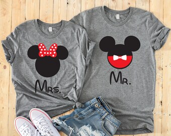 Mr. and Mrs. Minnie and Mickey Mouse Matching Disney Shirts - Disney Couples - Honeymoon - Anniversary