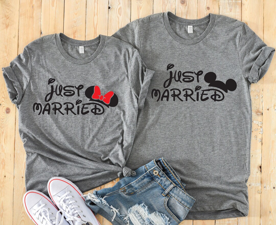Just Married - Disney Couples Matching Unisex T Shirts - Mickey