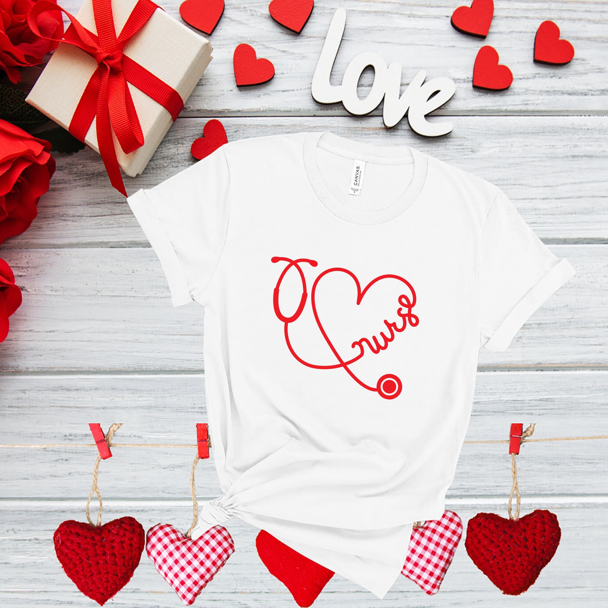 Nurse Heart Stethoscope T Shirt Cute Valentine Shirt - Etsy
