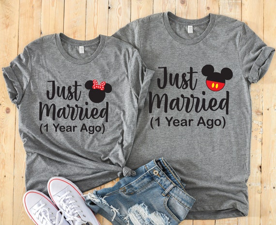 Just Married (A Year Ago) Disney Couples Matching Unisex T