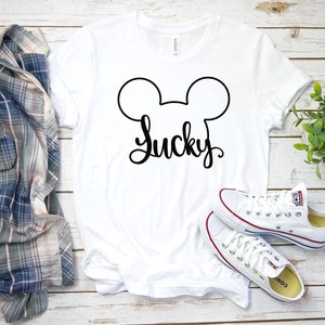St. Patrick's Day Mickey Mouse T Shirt- Shamrock Clover Mickey - Lucky Mickey Outline - Disney St. Patrick's Day Shirt