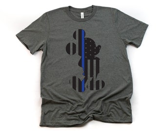 Mickey Mouse Thin Blue Line Shirt – Police Officer Silhouette, Unisex