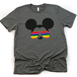 LGBT Gay Pride Mickey Aviator t shirt - Disney Trip Matching Shirts - Mickey Mouse T Shirt - Mickey Rainbow Sunglasses