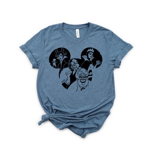Disney Villains Adult T Shirt - Funny- Mickey Ears Head- Cruella - Ursula -Evil Queen - Malificent