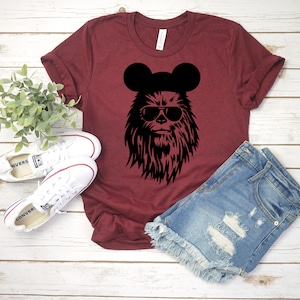 Chewbacca with Sunglasses - Mickey Ears - Disney Star Wars Adult Unisex T-shirt - Star Wars Gift Idea - Star Wars Lover T Shirt