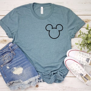 Pocket Size Mickey Outline Adult Unisex T shirt - Disney Trip Matching Shirts - Mickey Mouse T Shirt image 1