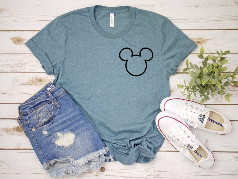 Pocket Size Mickey Outline Adult Unisex T shirt - Disney Trip Matching Shirts - Mickey Mouse T Shirt image 1