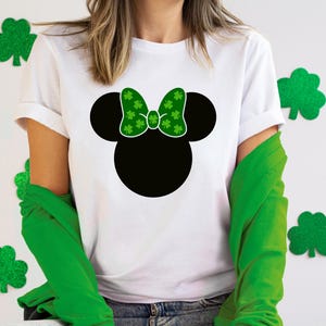 St. Patrick's Day Minnie Mouse T Shirt- Shamrock - 3 Leaf Clover Bow -Minnie Shirt - Lucky Disney Minnie Shirt - Family Matching