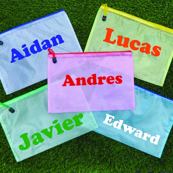 Personalized Water Resistant Zipper Bag - Summer Camp Bathing Suit - Wet or Dry Pouch - Custom Name - Beach - Pool - Lake - Gift