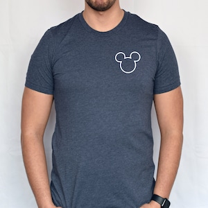 Pocket Size Mickey Mouse Adult Unisex T shirt - Disney Trip Matching Shirts - Left Chest Logo Size